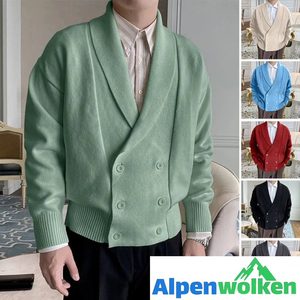 Alpenwolken - Vollfarbige geknöpfte Strickjacke