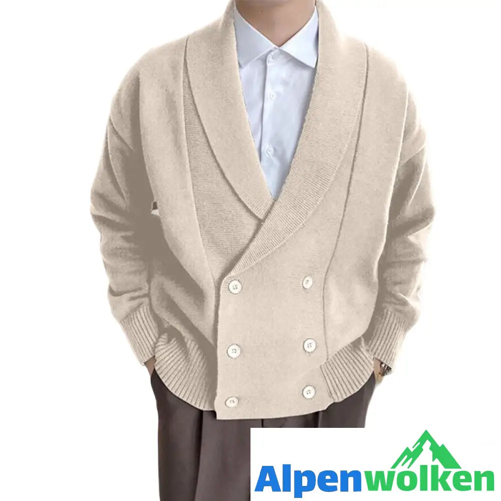 Alpenwolken - Vollfarbige geknöpfte Strickjacke