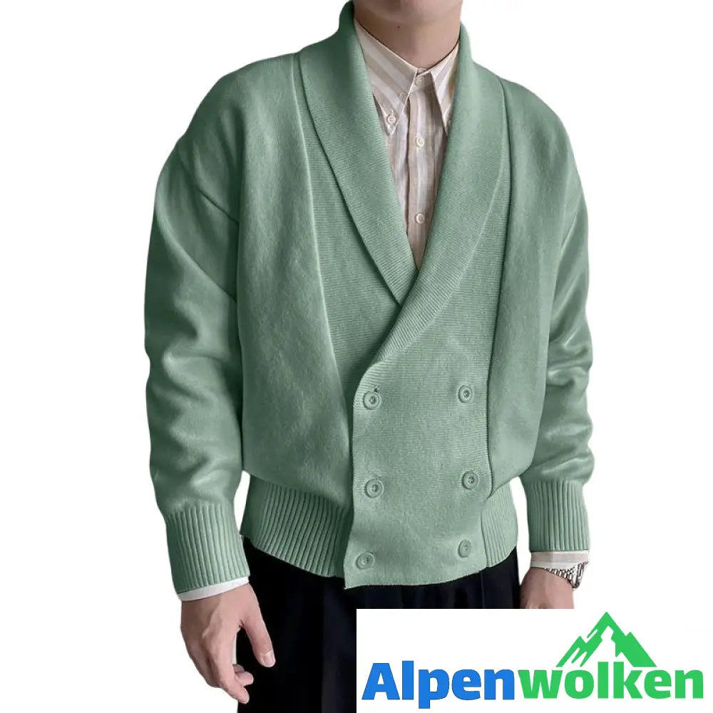 Alpenwolken - Vollfarbige geknöpfte Strickjacke