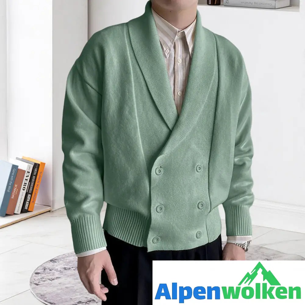 Alpenwolken - Vollfarbige geknöpfte Strickjacke