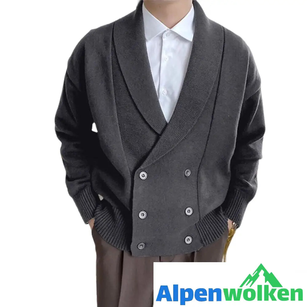 Alpenwolken - Vollfarbige geknöpfte Strickjacke