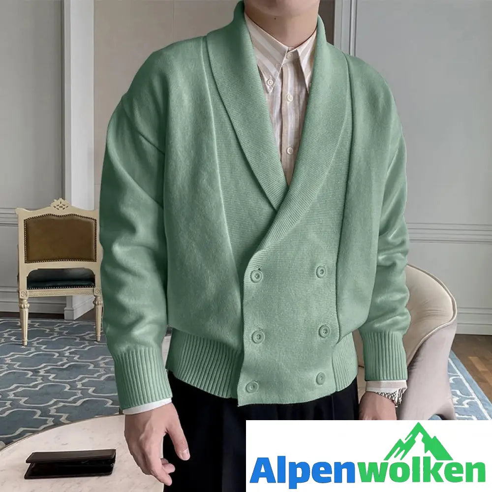 Alpenwolken - Vollfarbige geknöpfte Strickjacke