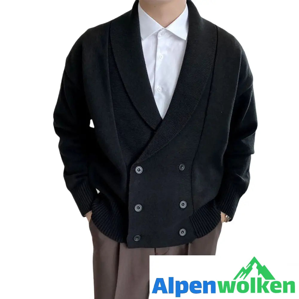 Alpenwolken - Vollfarbige geknöpfte Strickjacke