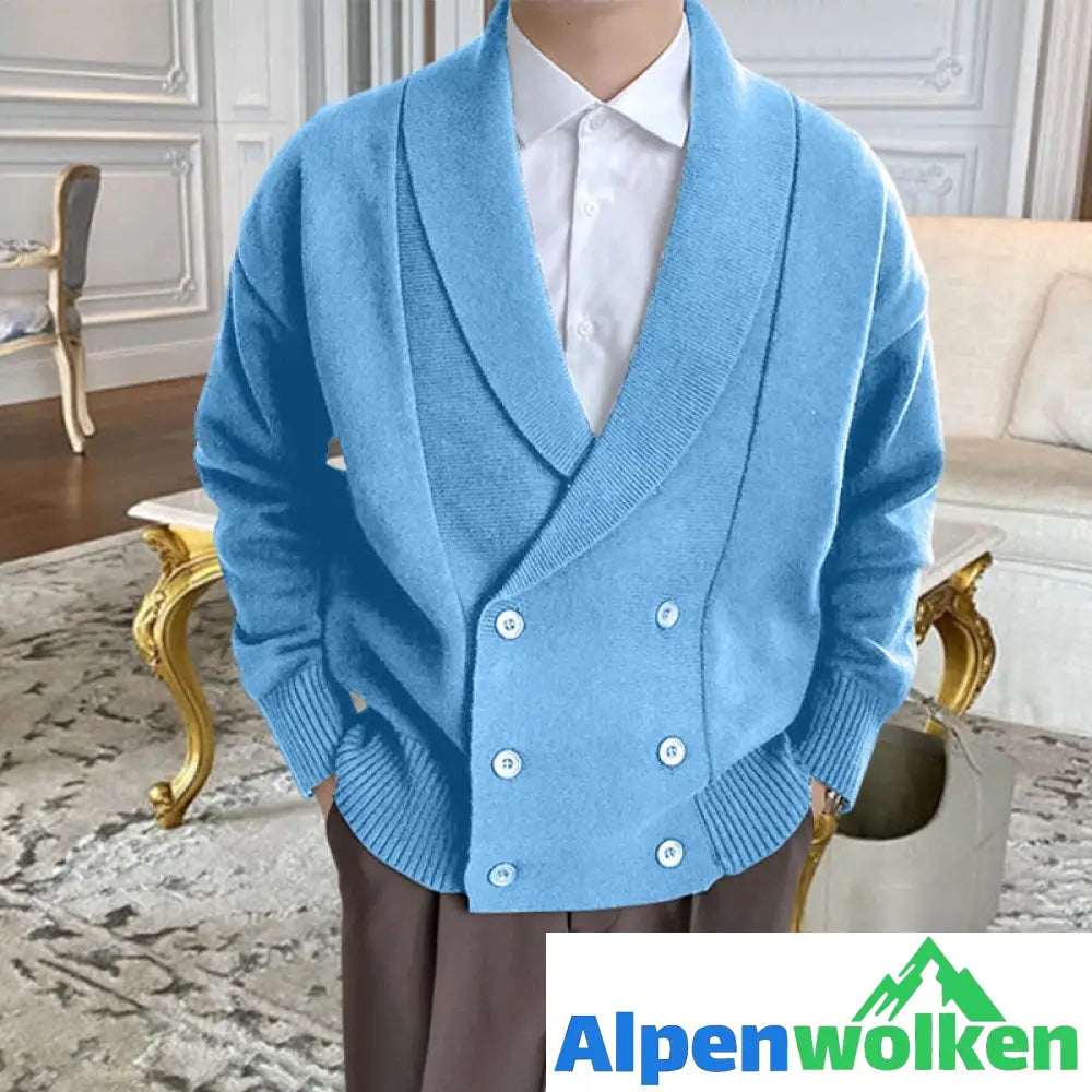 Alpenwolken - Vollfarbige geknöpfte Strickjacke