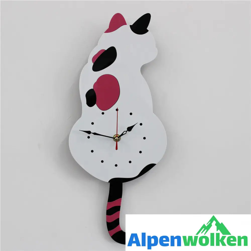 Alpenwolken - Wanduhr mit wedelndem Schwanz der Katze