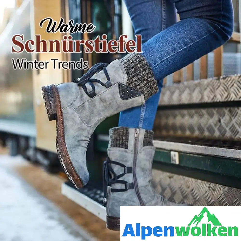 Alpenwolken - Warme Schnürstiefel