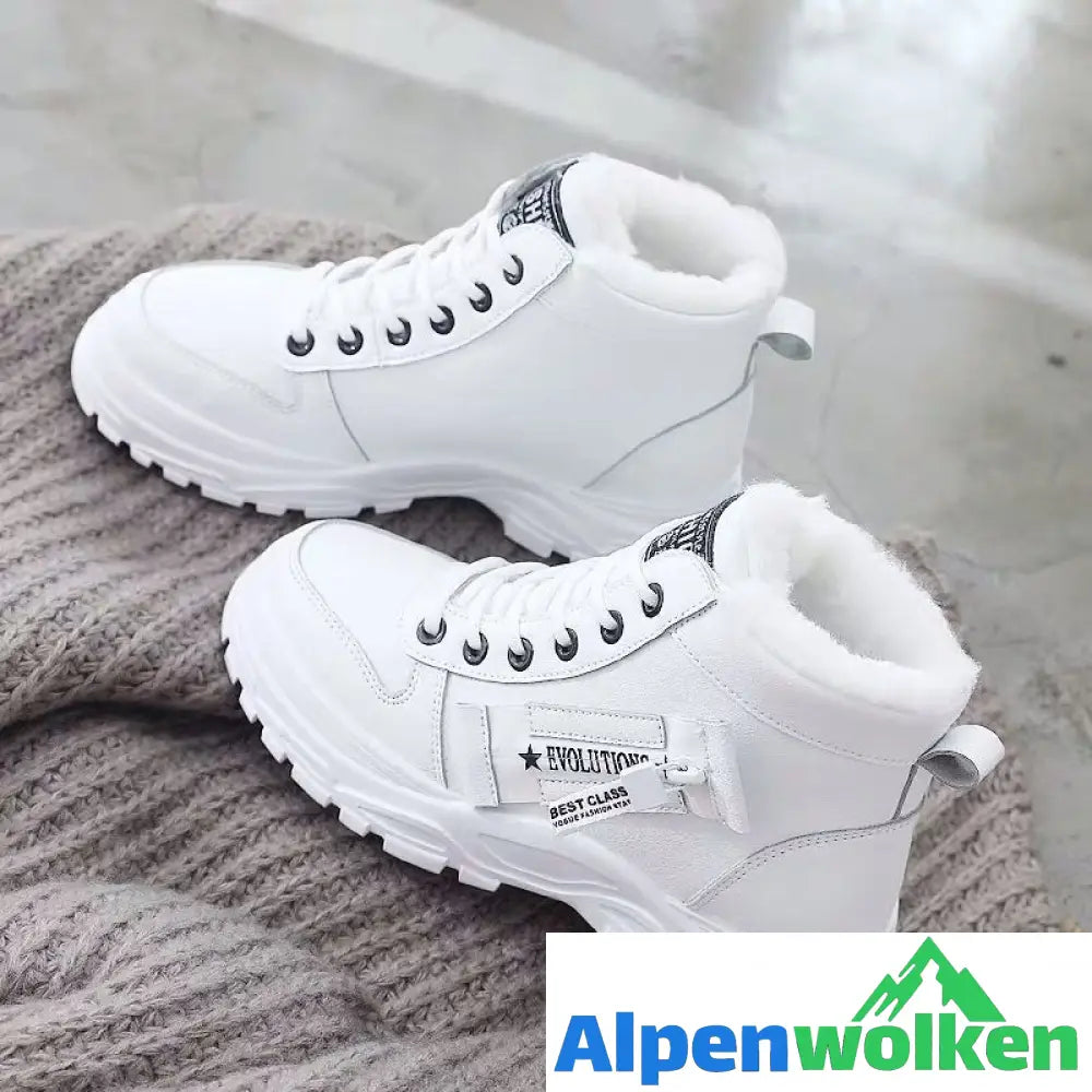 Alpenwolken - Warme Schuhe mit dicken Sohlen Weiß