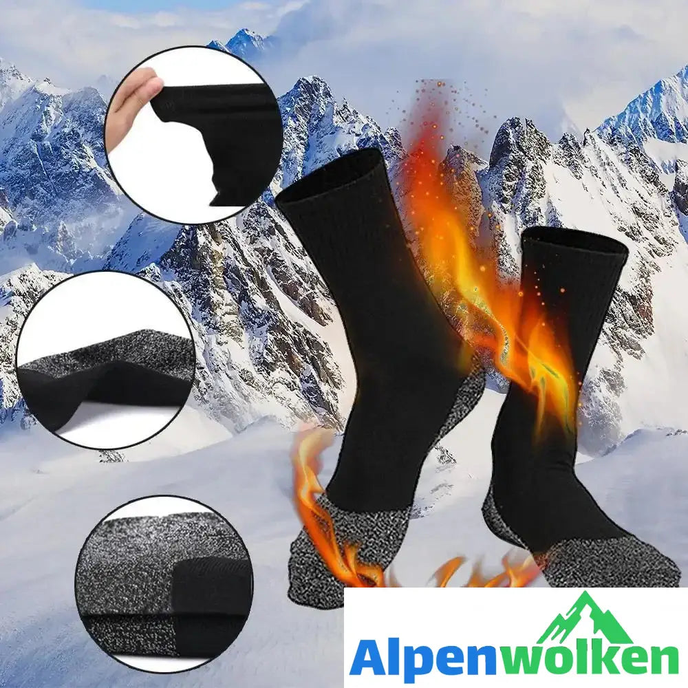 Alpenwolken - Warme Socken 35 Grad konstante Temperatur Socken，Drei Paar schwarze Socken