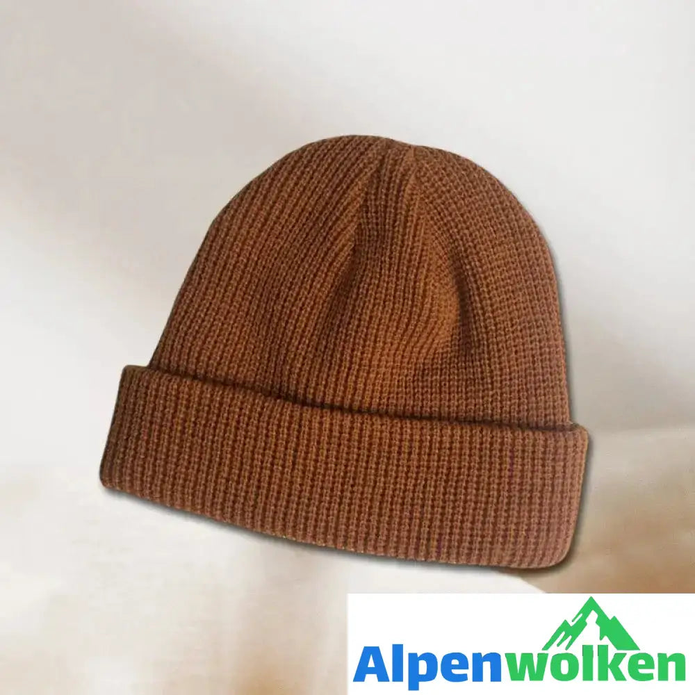 Alpenwolken - Warme Strickmütze aus Wolle Khaki Einheitsgröße