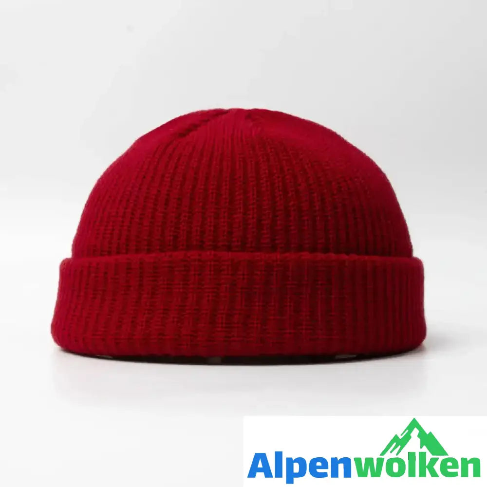 Alpenwolken - Warme Strickmütze aus Wolle Weinrot Einheitsgröße