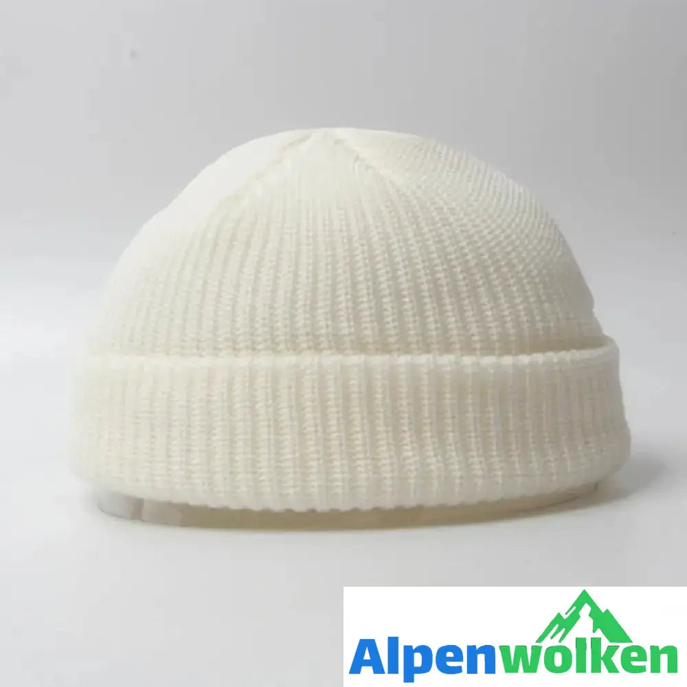 Alpenwolken - Warme Strickmütze aus Wolle Weiß Einheitsgröße