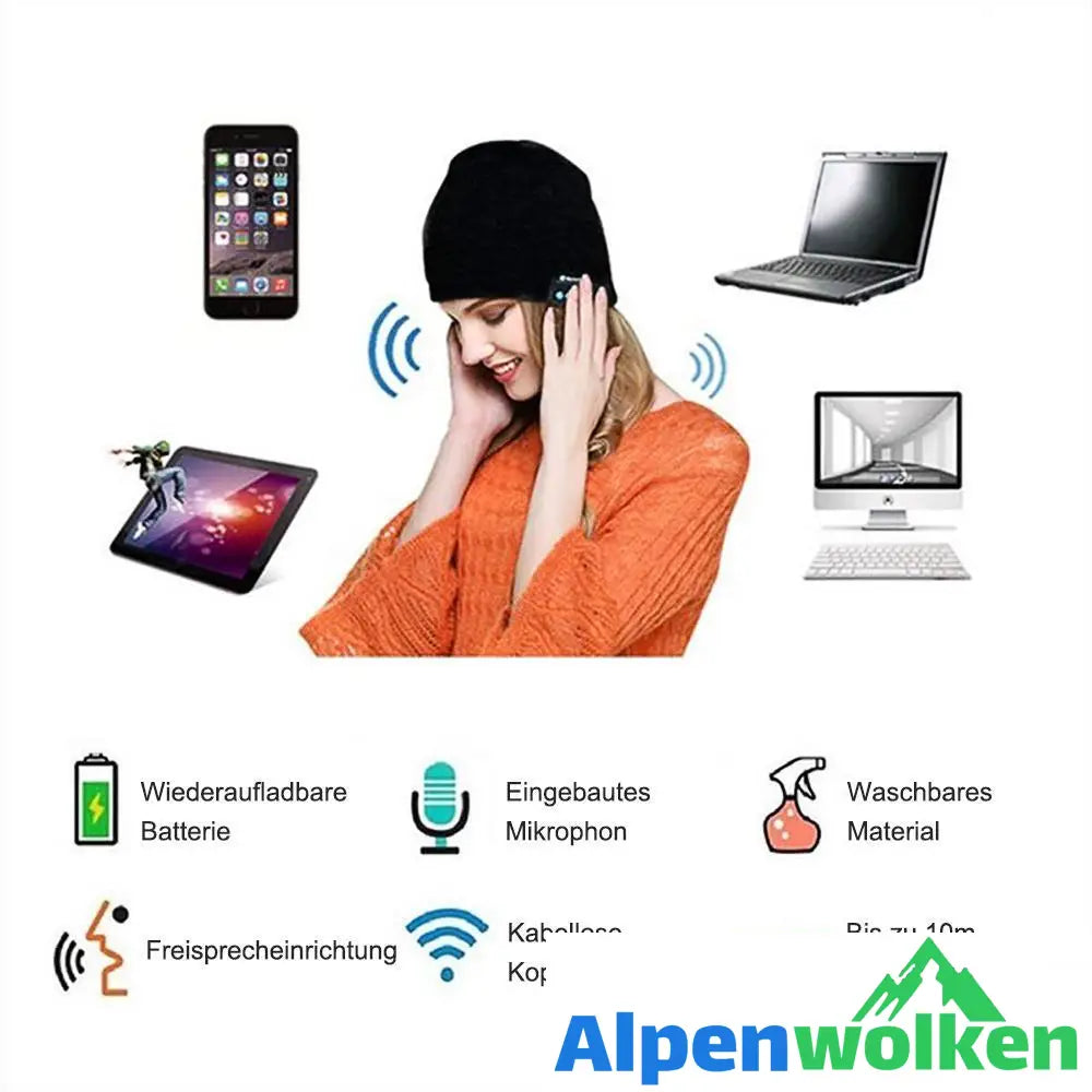 Alpenwolken - Warme Strickmütze mit 4.2 Bluetooth