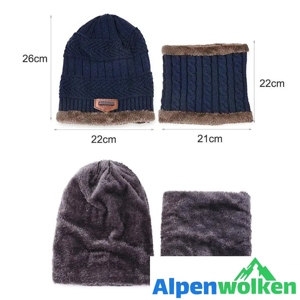 Alpenwolken - Warme Strickmütze mit Schal(Damen und Herren)