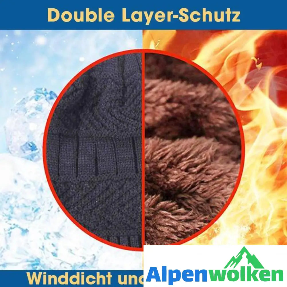 Alpenwolken - Warme Strickmütze mit Schal(Damen und Herren)