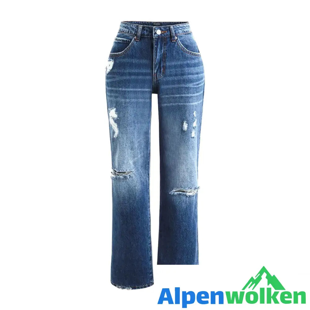 Alpenwolken - Waschbare Zerrissene Jeans