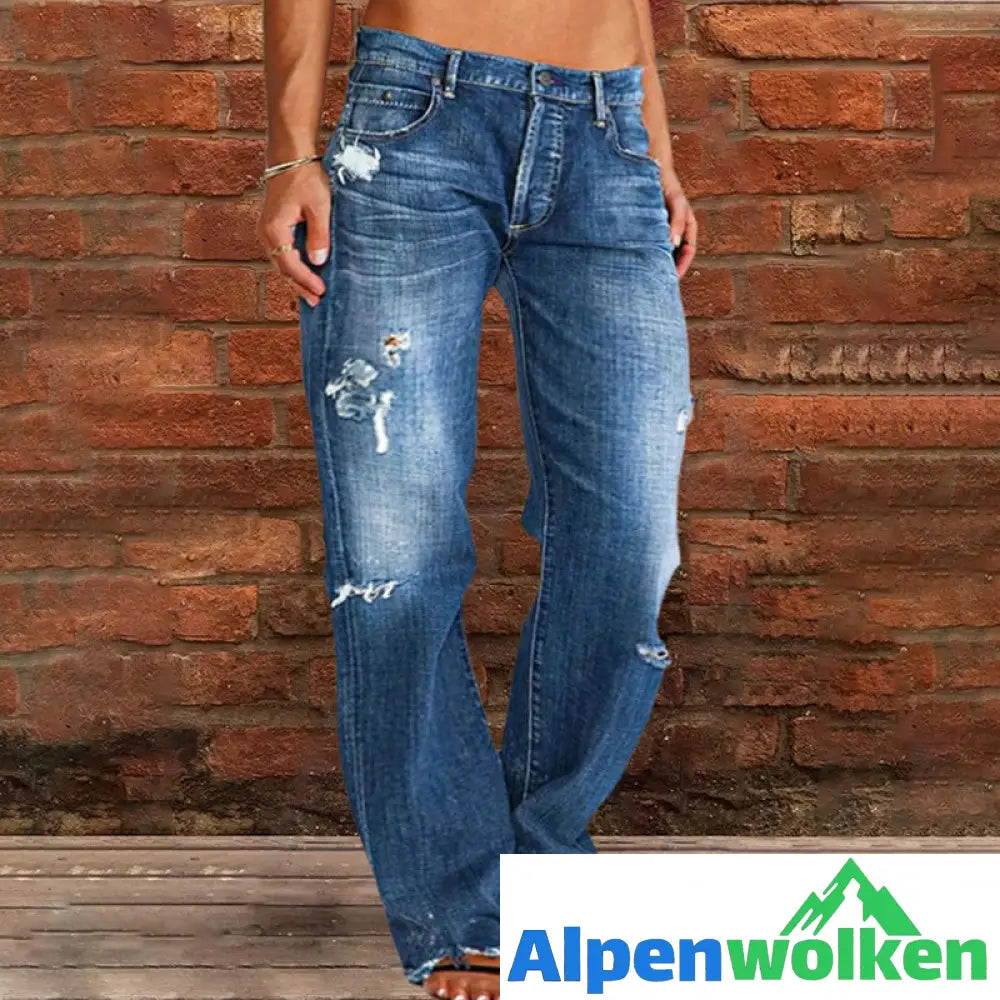 Alpenwolken - Waschbare Zerrissene Jeans