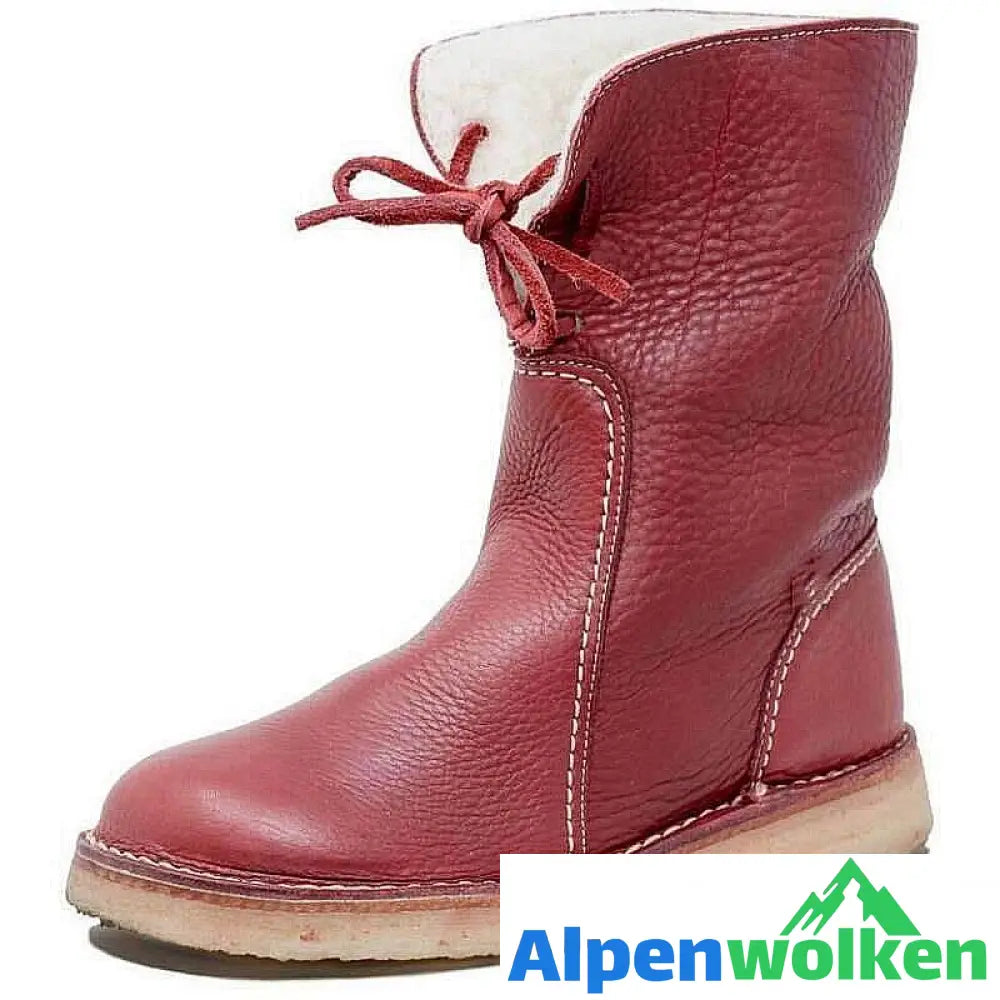 Alpenwolken - Wasserdichte Damenstiefel Warme Schneestiefel zum Hineinschlüpfen Rot