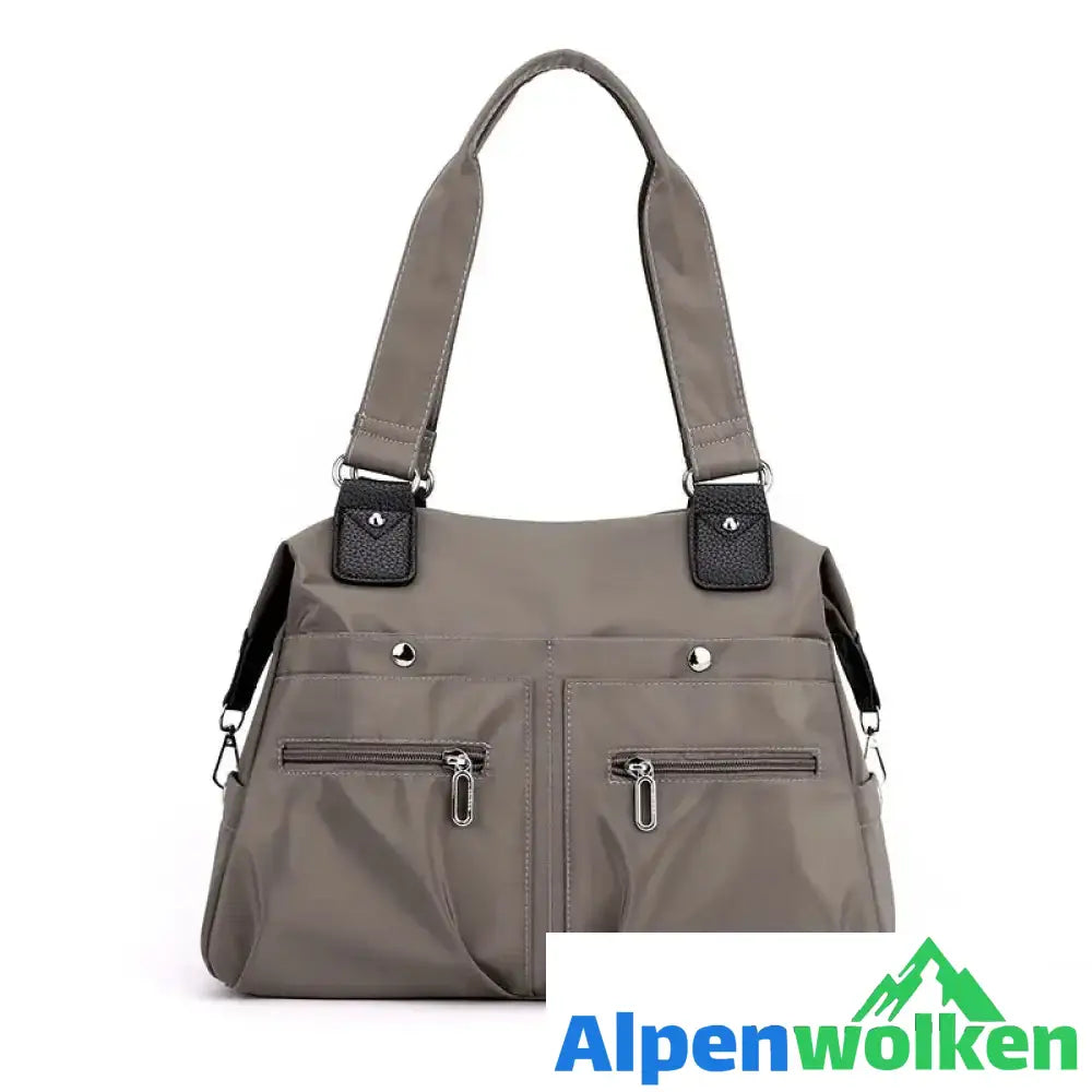 Alpenwolken - Wasserdichte Einfache Nylon-Handtasche braun