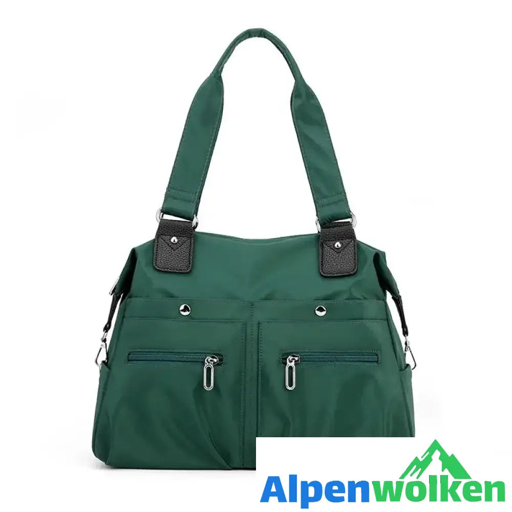 Alpenwolken - Wasserdichte Einfache Nylon-Handtasche dunkelgrün