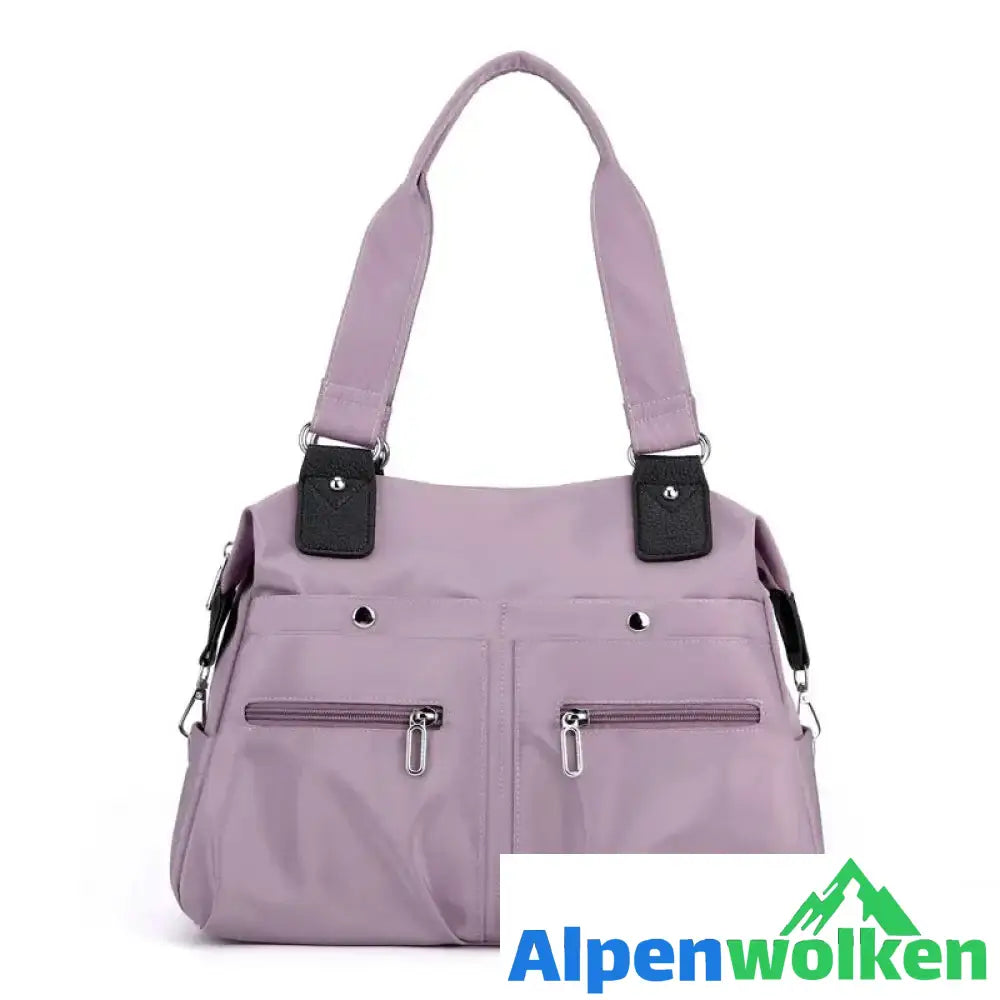 Alpenwolken - Wasserdichte Einfache Nylon-Handtasche lila