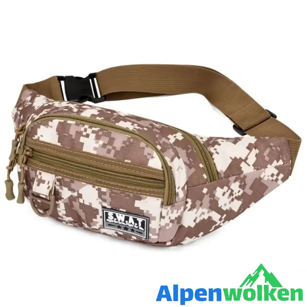 Alpenwolken - Wasserdichte Outdoor-Sport Brusttasche für Herren Braune Tarnung