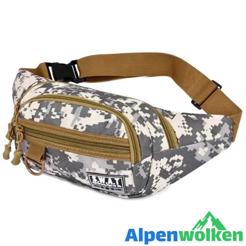 Alpenwolken - Wasserdichte Outdoor-Sport Brusttasche für Herren Graue Tarnung