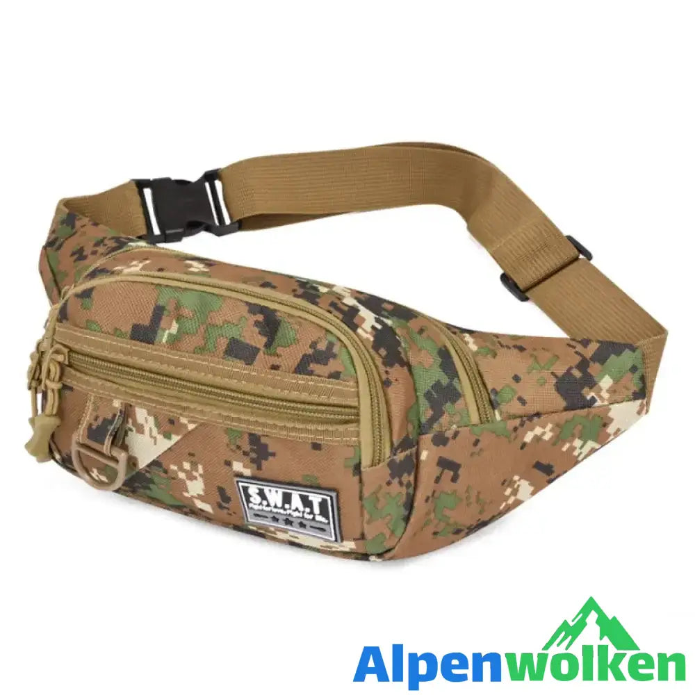 Alpenwolken - Wasserdichte Outdoor-Sport Brusttasche für Herren Khaki-Tarnung