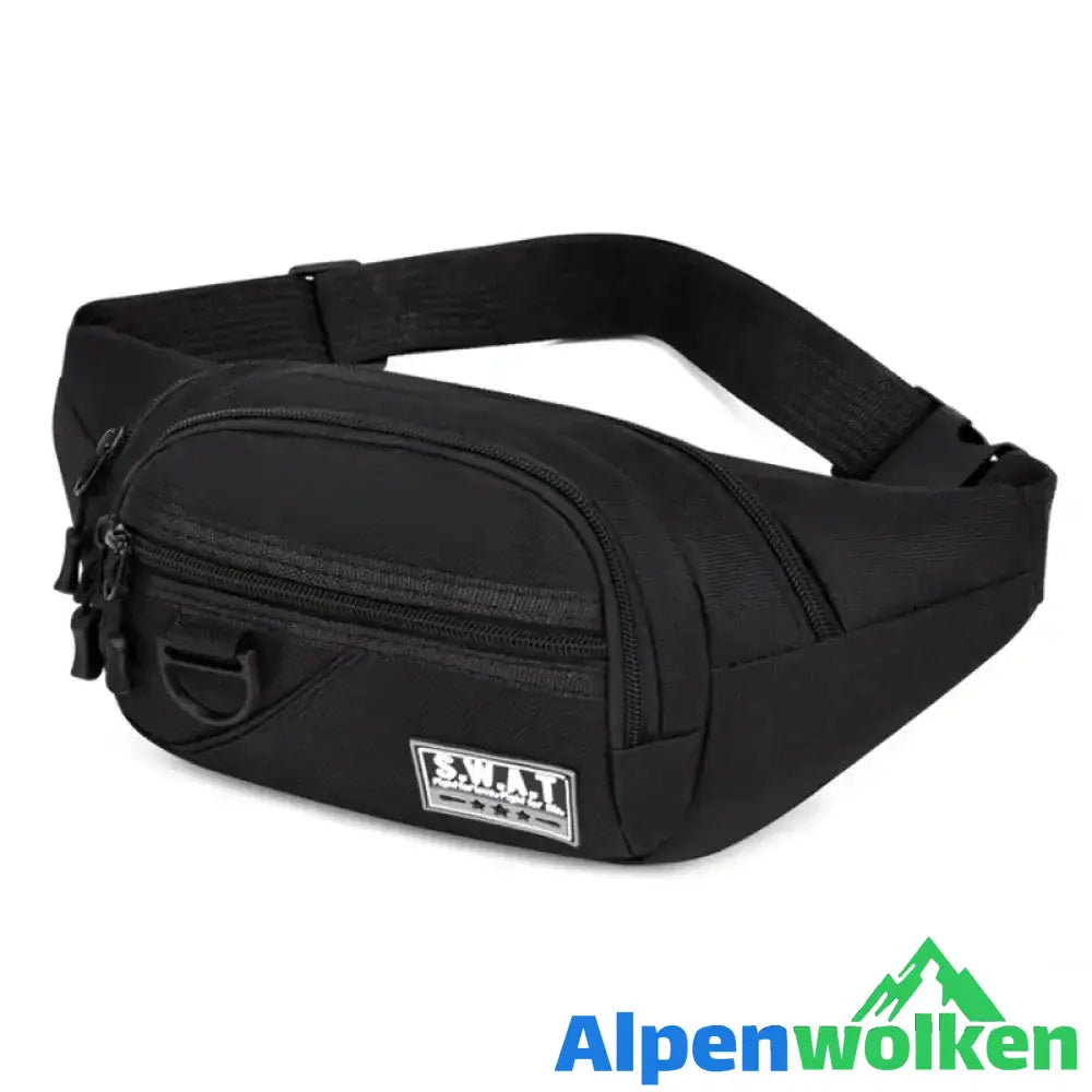 Alpenwolken - Wasserdichte Outdoor-Sport Brusttasche für Herren Schwarz