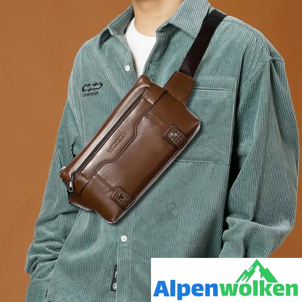 Alpenwolken - Wasserdichte Retro-Umhängetasche aus Leder für Herren