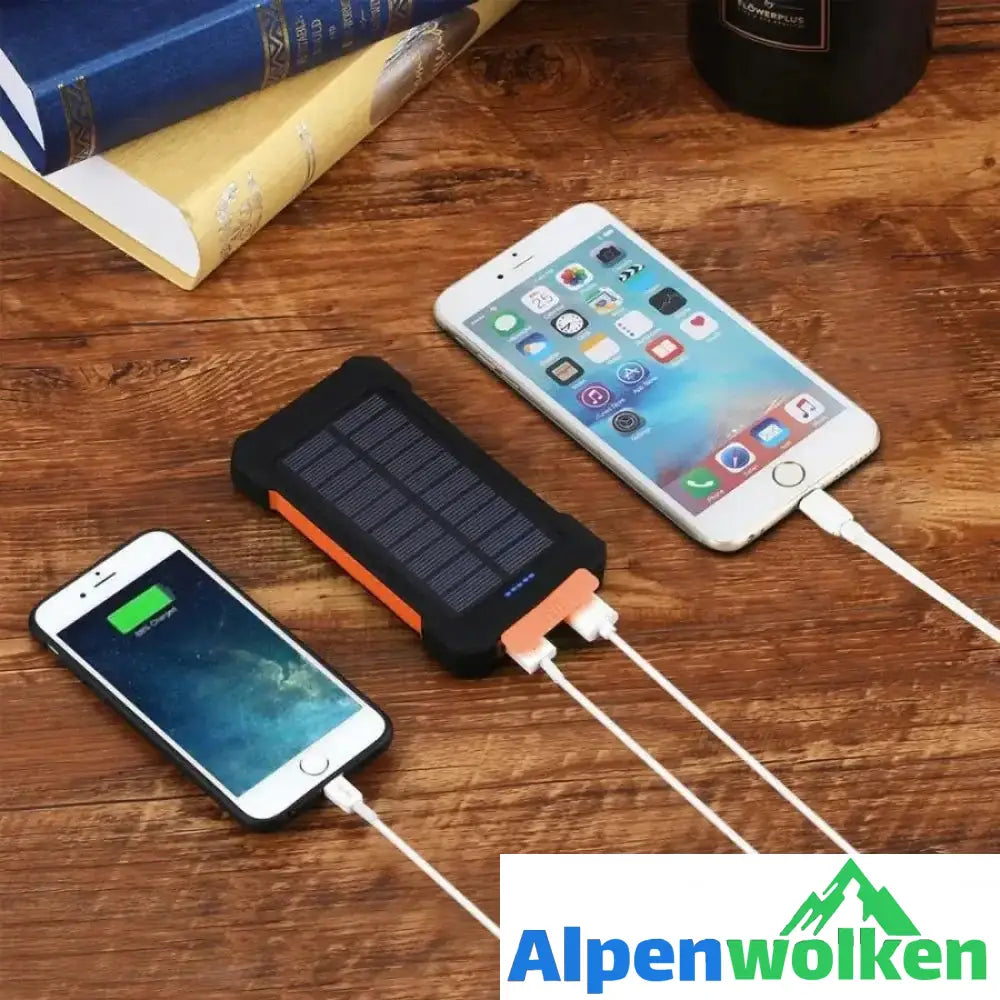 Alpenwolken - Wasserdichte Solarenergiebank mit Taschenlampe