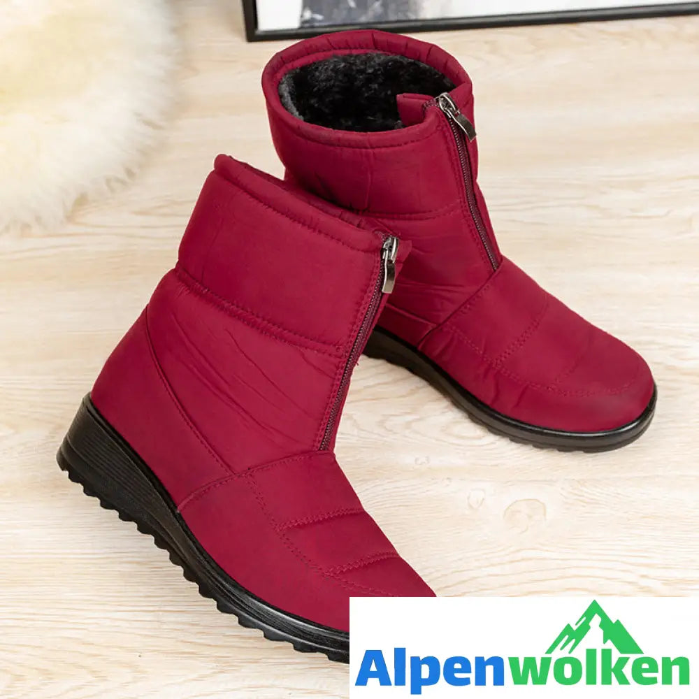 Alpenwolken - Wasserdichte Winterstiefel Rot