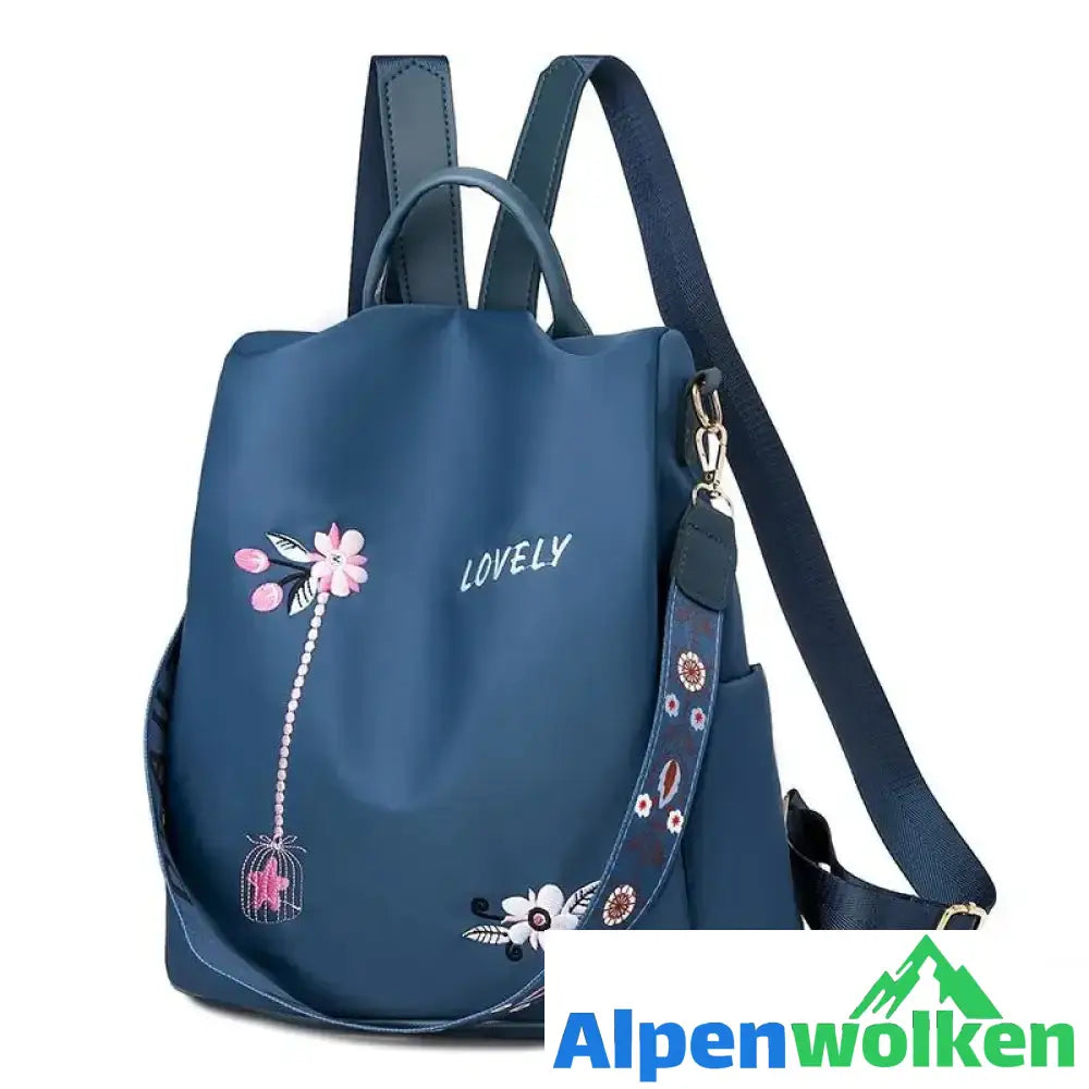 Alpenwolken - Wasserdichter bestickter Rucksack Blau