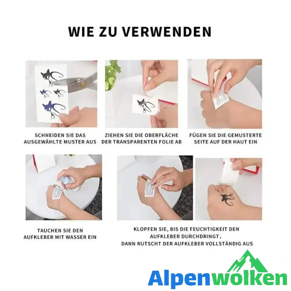 Alpenwolken - Wasserdichter Tattoo-Sticker