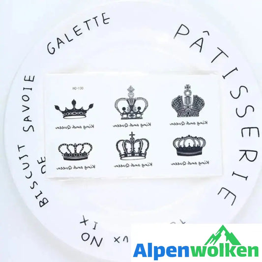 Alpenwolken - Wasserdichter Tattoo-Sticker Schwarze Krone