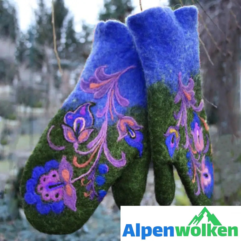 Alpenwolken - Weihnachten Blumenstick- Handschuhe