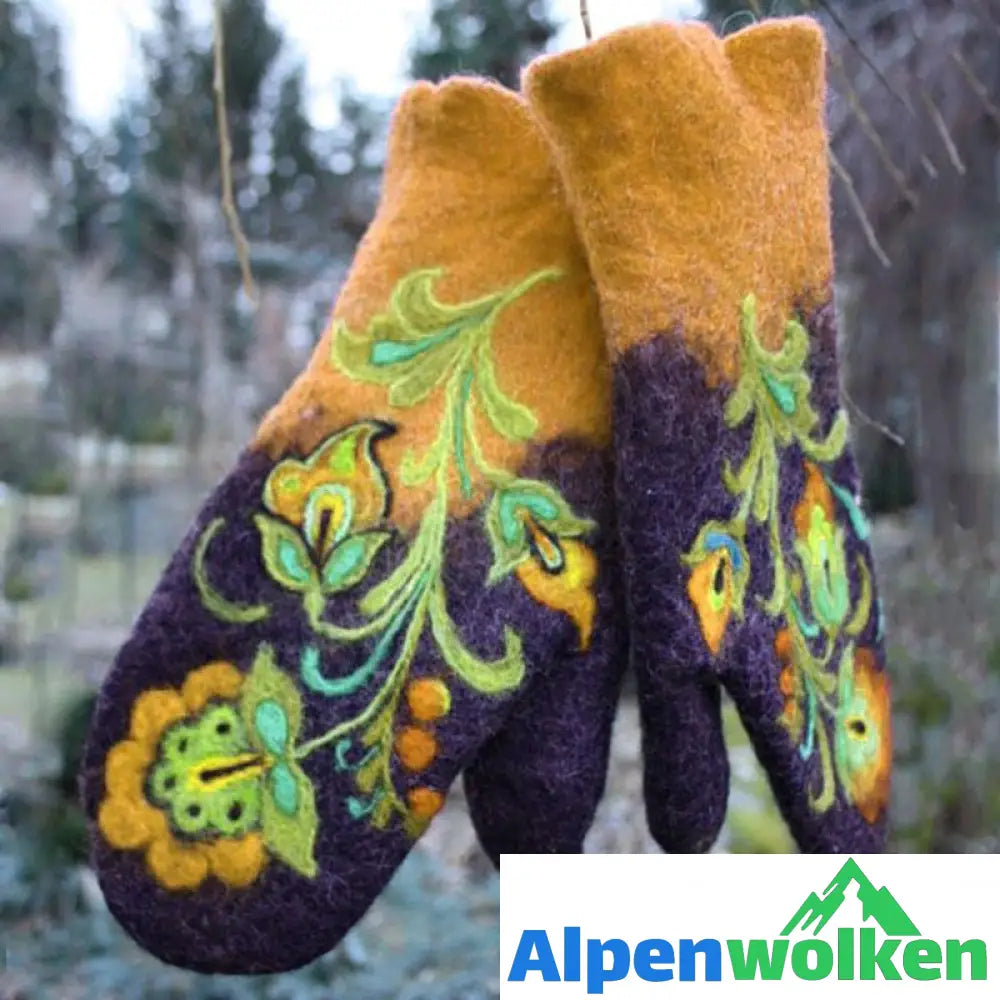 Alpenwolken - Weihnachten Blumenstick- Handschuhe