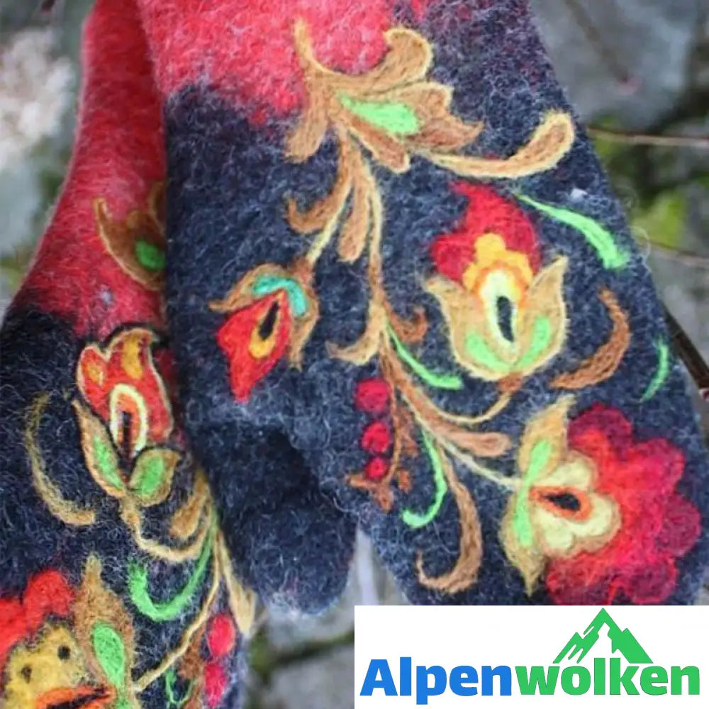 Alpenwolken - Weihnachten Blumenstick- Handschuhe