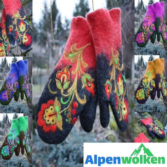 Alpenwolken - Weihnachten Blumenstick- Handschuhe