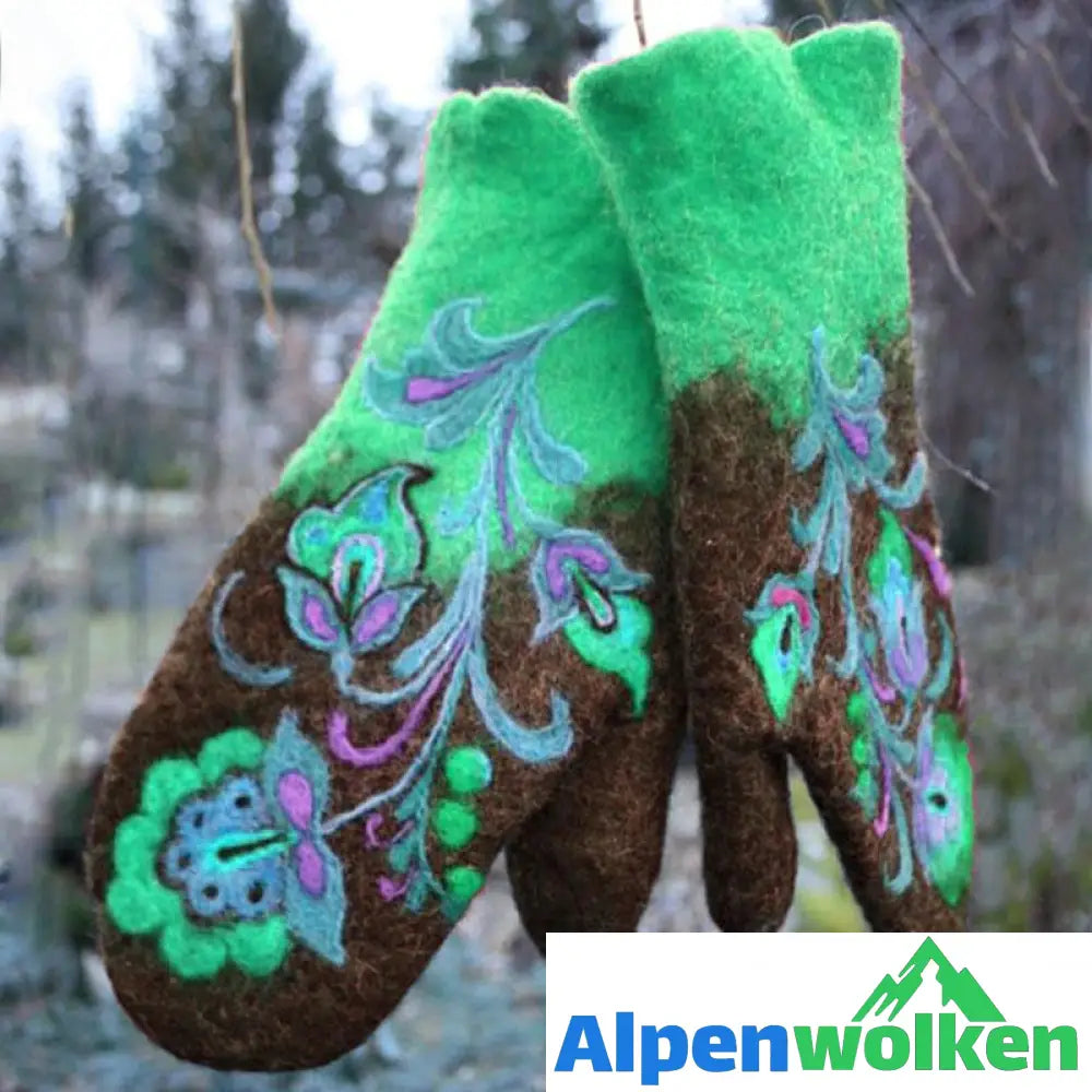 Alpenwolken - Weihnachten Blumenstick- Handschuhe