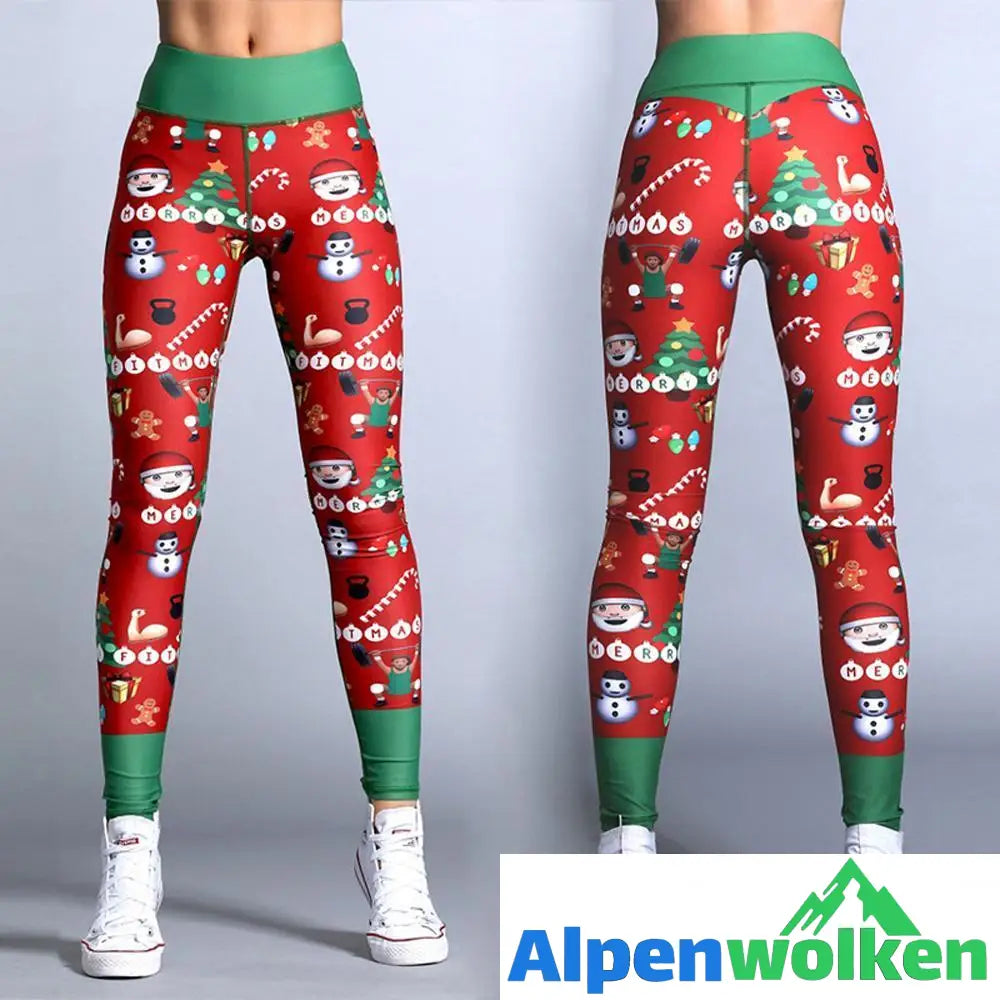 Alpenwolken - Weihnachten gestreiften Print Hose