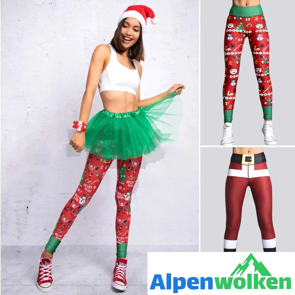 Alpenwolken - Weihnachten gestreiften Print Hose