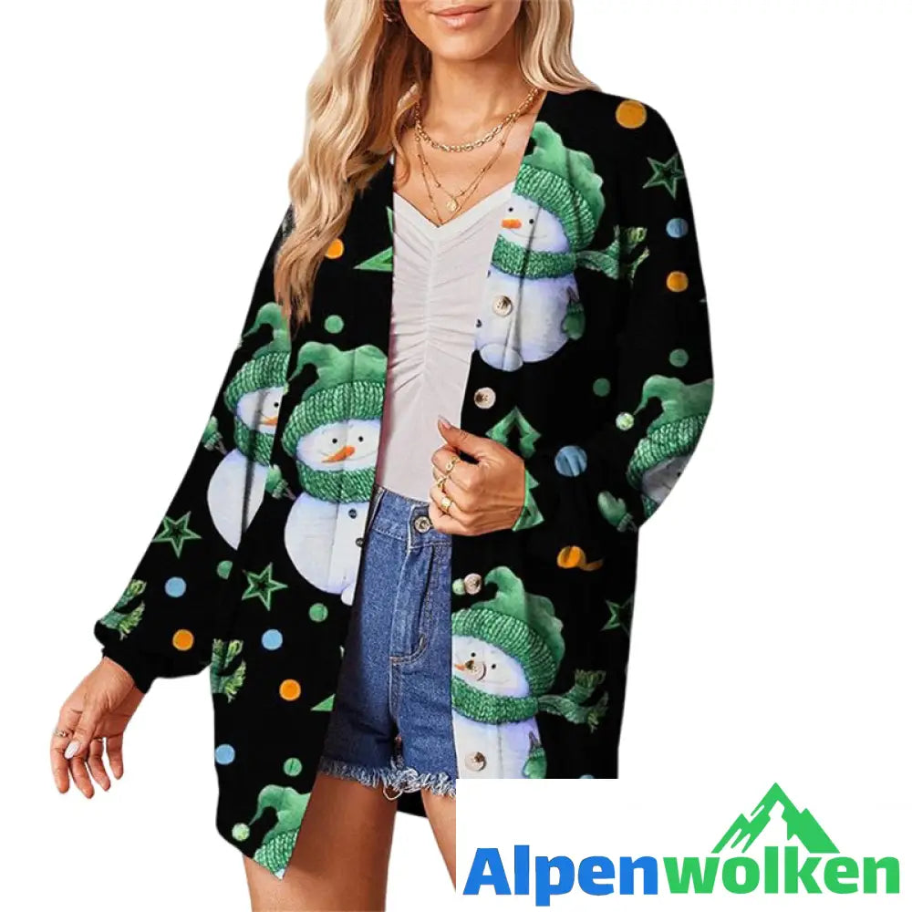 Alpenwolken - Weihnachten Knopf-Cardigan-Jacke