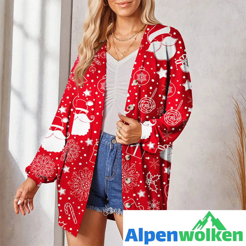 Alpenwolken - Weihnachten Knopf-Cardigan-Jacke