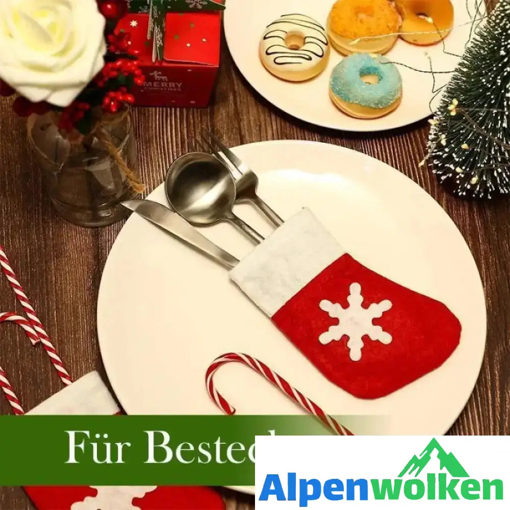 Alpenwolken - Weihnachten Tischdekoration, Schneeflockensocken für Besteck