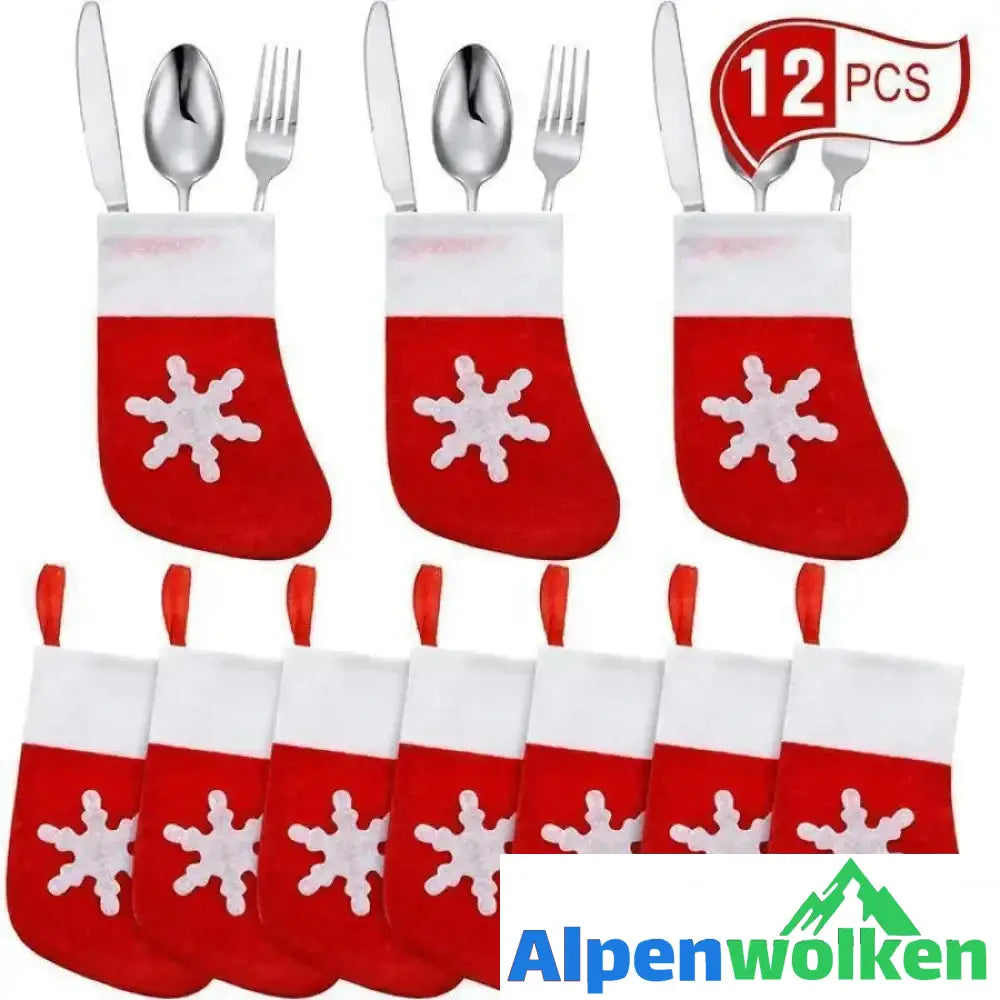 Alpenwolken - Weihnachten Tischdekoration, Schneeflockensocken für Besteck