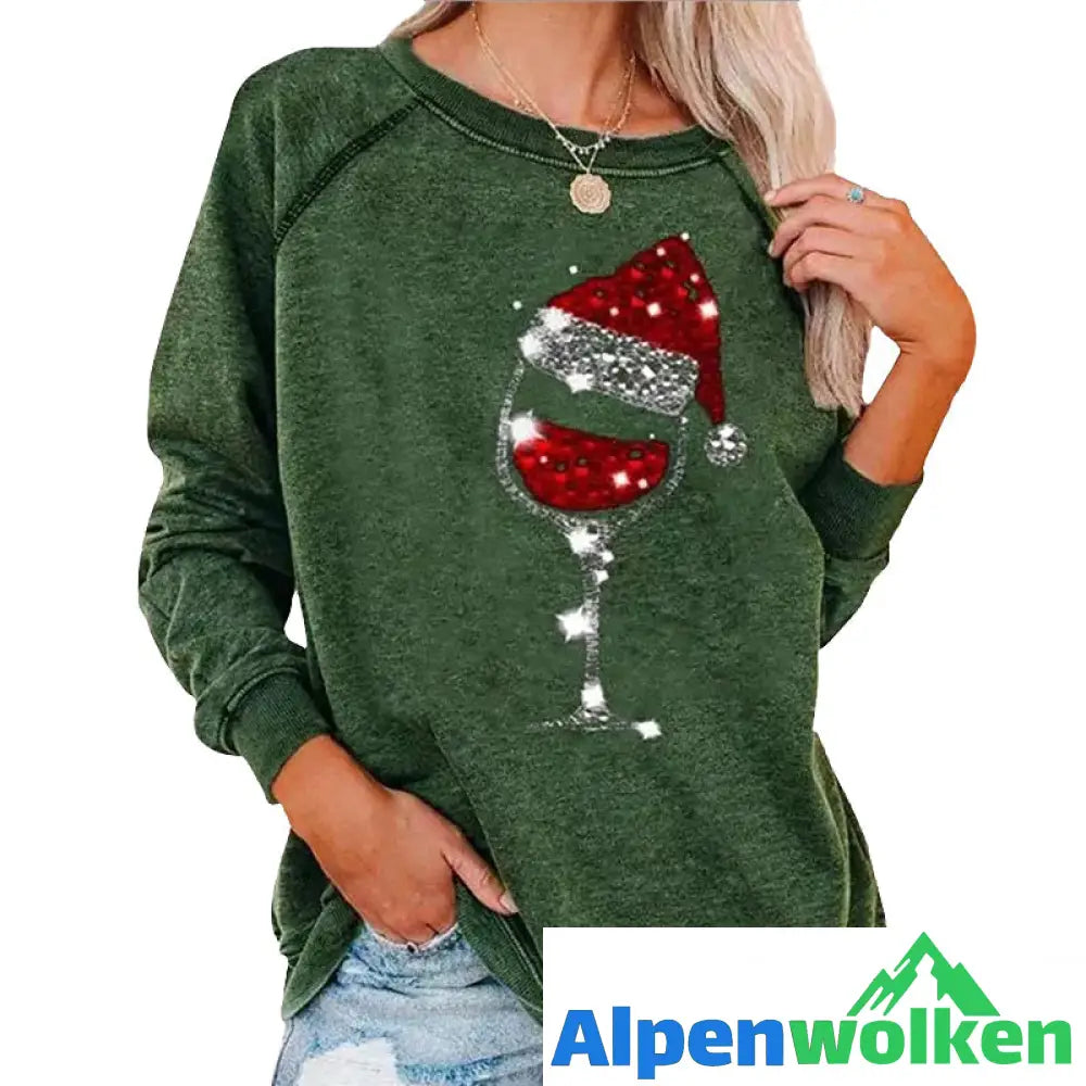 Alpenwolken - Weihnachts-Sweatshirt mit Weinglas-Print