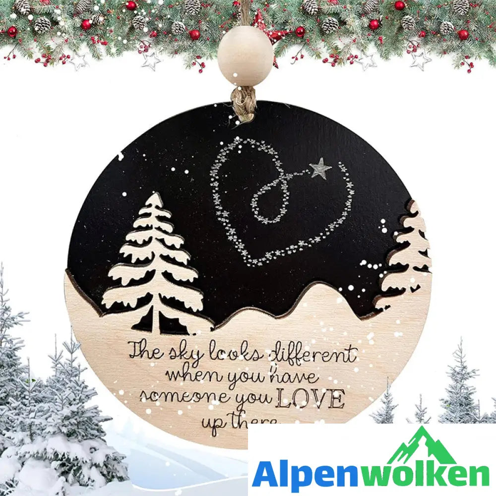 Alpenwolken - Weihnachtsbaum-Doppelanhänger aus Holz