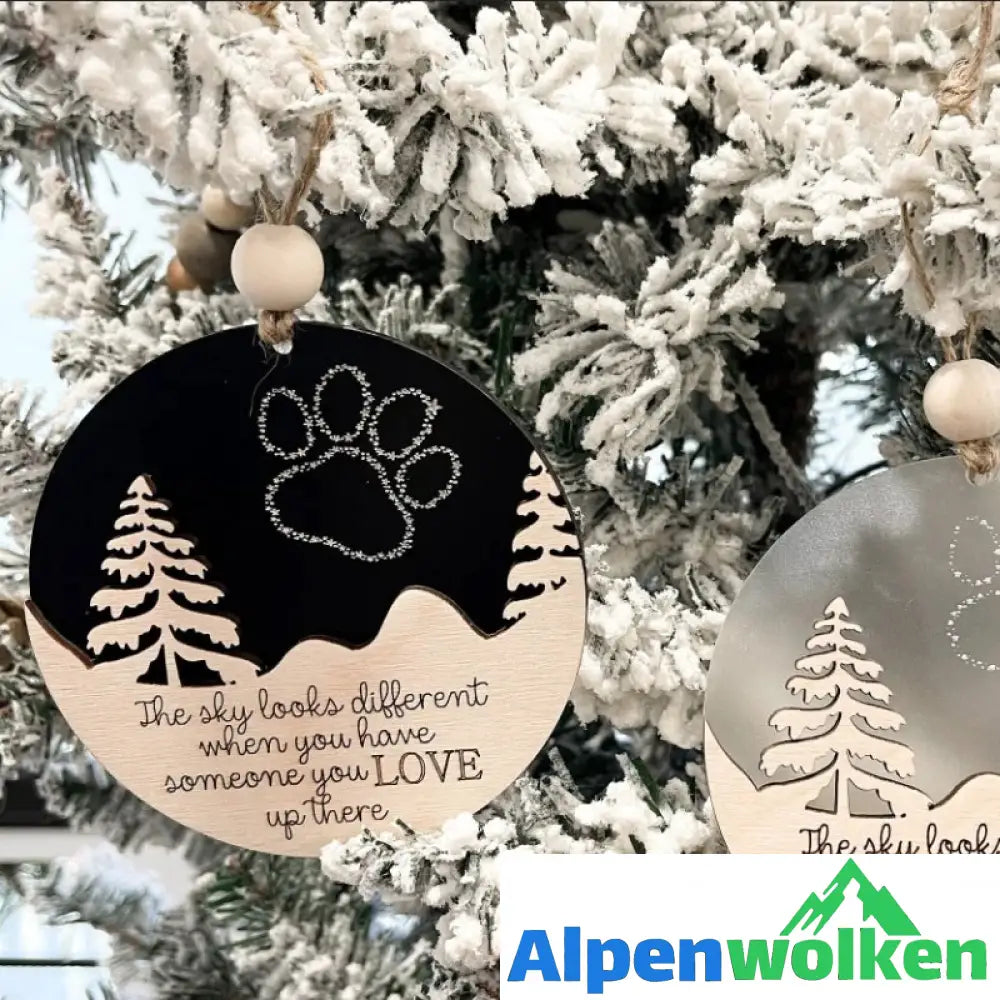 Alpenwolken - Weihnachtsbaum-Doppelanhänger aus Holz