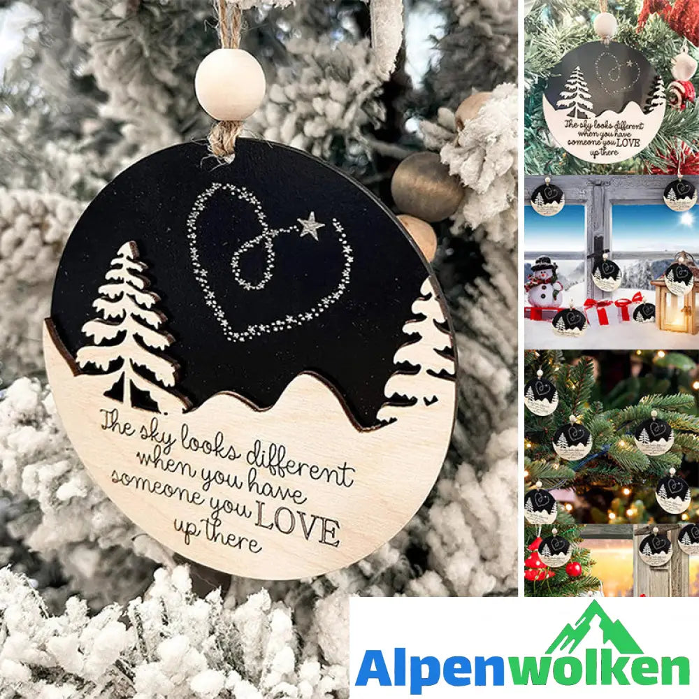 Alpenwolken - Weihnachtsbaum-Doppelanhänger aus Holz