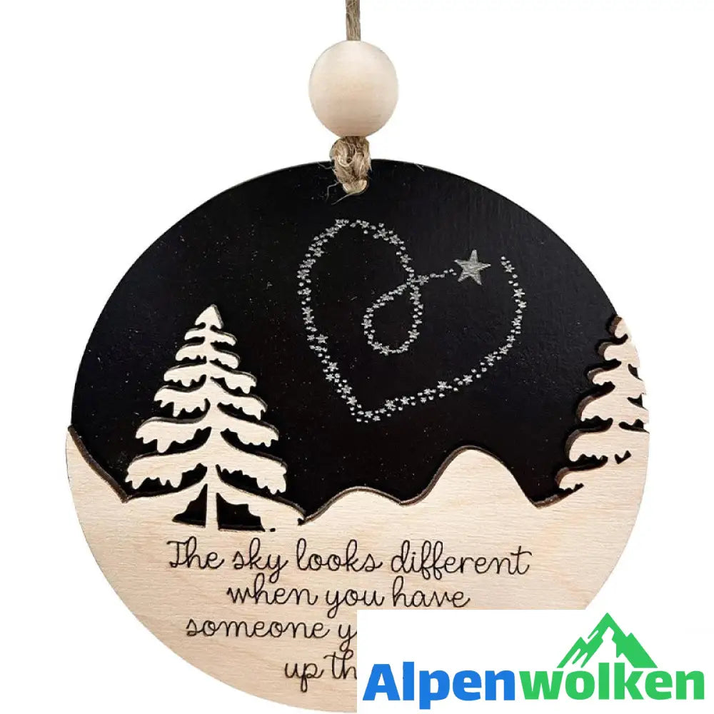 Alpenwolken - Weihnachtsbaum-Doppelanhänger aus Holz